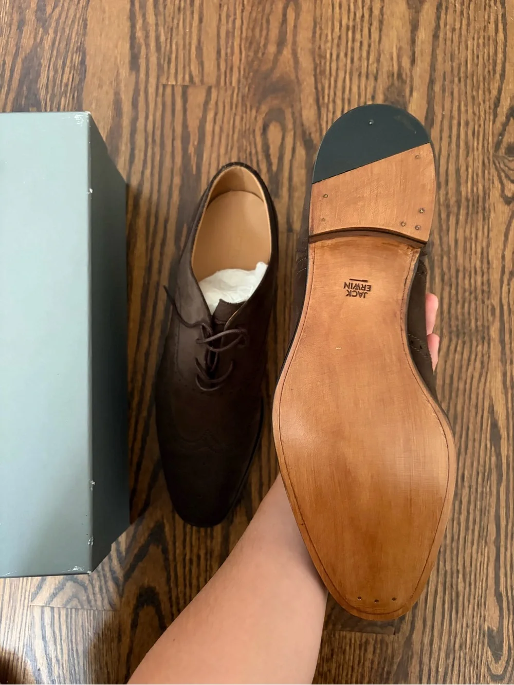 Men Jack Erwin Adam Dark Brown Suede Dress Shoes
